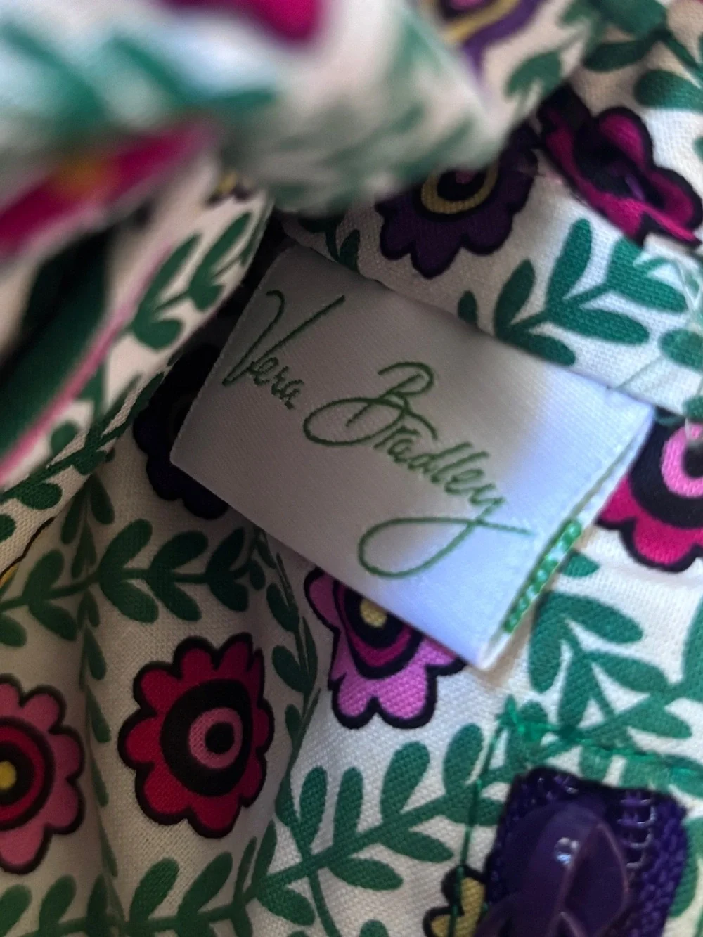 Vera Bradley Retired Kiss Lock Frame Satchel Purse Floral Quilted Cotton Handbag